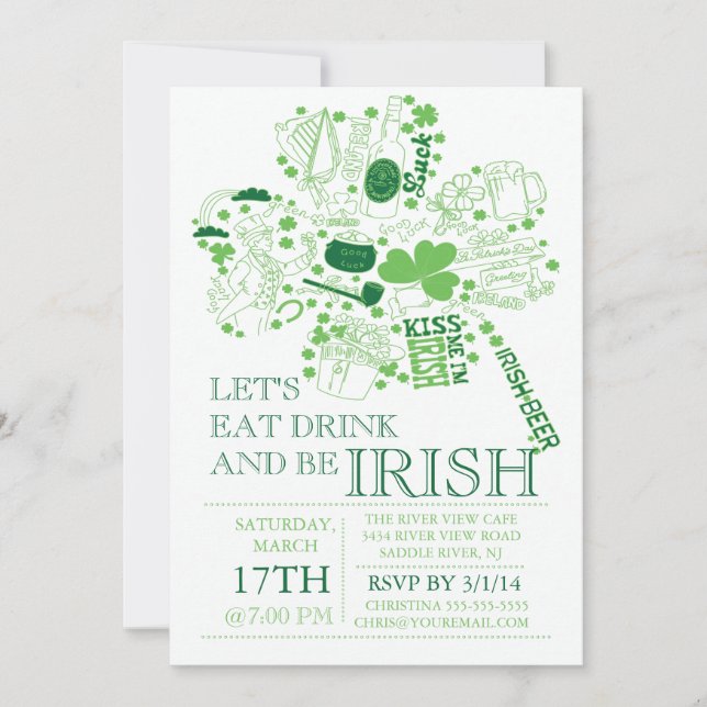 Invitation Fun St. Patrick's Day Dîner de bash (Devant)
