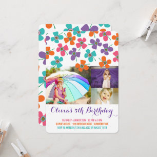 Invitation Fun Summer Daisies Pop Chic Girl's Birthday Photo