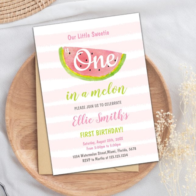 Invitation Fun Summer Party (Pink Watermelon Birthday Invitations)