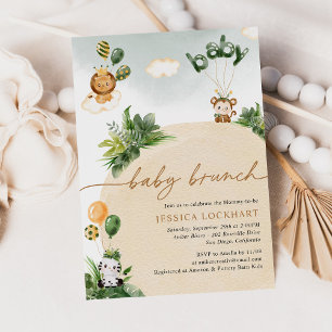 Invitation Fun Tropical Jungle Safari Garçon Bébé Brunch