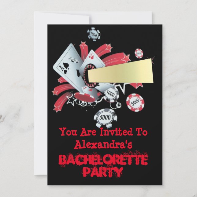 Invitation Fun Vegas poker casino puce bachelorette (Devant)
