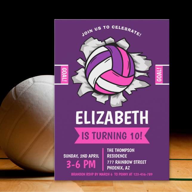 Invitation Fun Volleyball Girl Birthday (Créateur téléchargé)