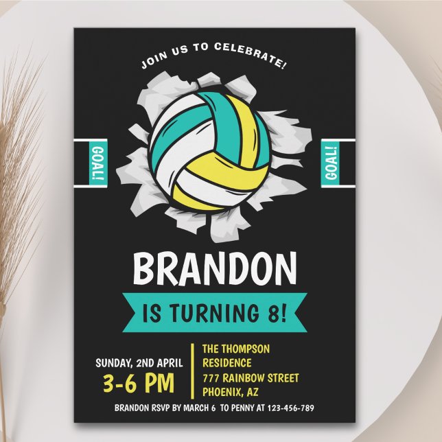 Invitation Fun Volleyball Kids Birthday (Créateur téléchargé)