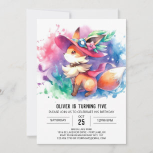 Invitation Fun Watercolor Fox Anniversaire