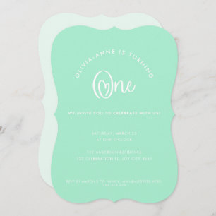 Invitation Fun Whimsical Mint Coeur Script Premier anniversai