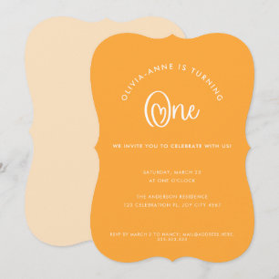 Invitation Fun Whimsical Orange Heart Script Premier annivers