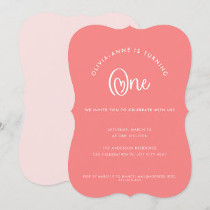 Invitation Fun Whimsical Pink Heart Script Premier anniversai