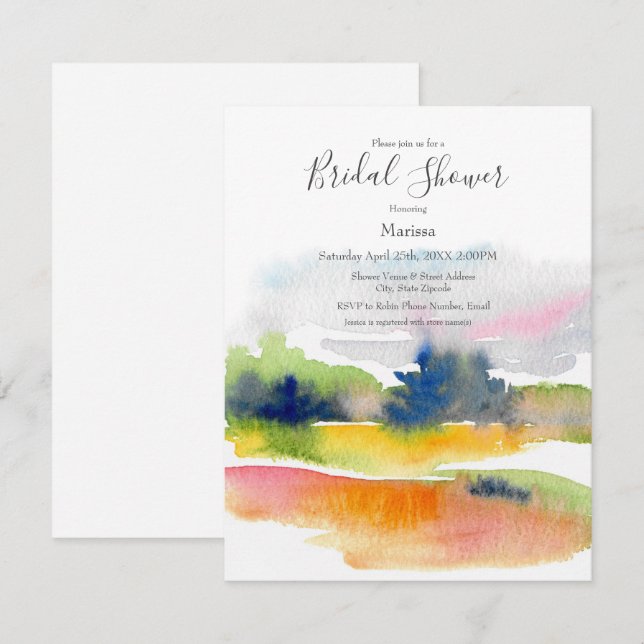 Invitation 'Fun with Watercolor Brushstrokes' Abstrait Invit (Devant / Derrière)