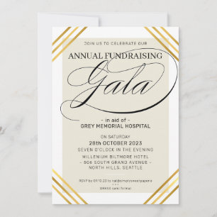 Invitation FUNDRAISING GALA événement fancy cadre or ivoire