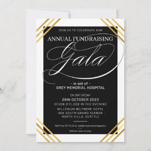 Invitation FUNDRAISING GALA événement faste cadre doré noir