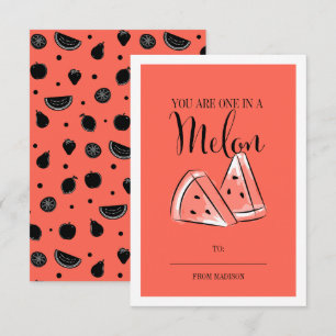 Invitation Fundy Pun de Fruit Melon Classroom Valentine Card