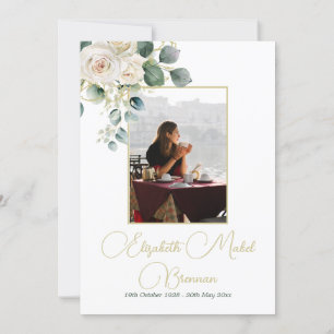 Invitation Funérailles Christian Photo Élégant Rose Floral