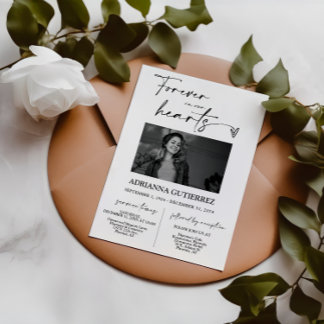 Invitation Funérailles commémoratives de script minimaliste m