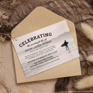 Invitation Funérailles du surfeur   Célébration De La Vie