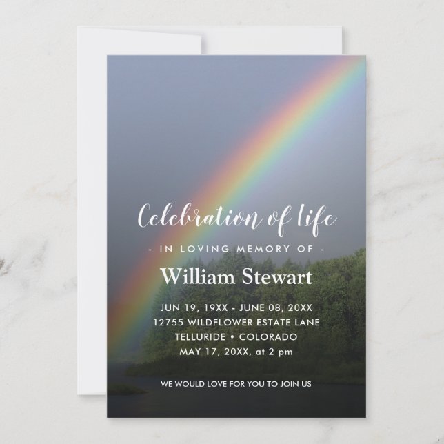 Invitation Funérailles modernes | Rainbow Celebration of Life (Devant)
