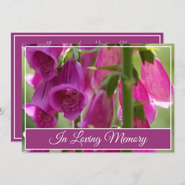 Invitation funéraire du service commémoratif Fleur (Devant / Derrière)