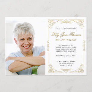 Invitation funéraire Elegant Gold Swirl   Modifier