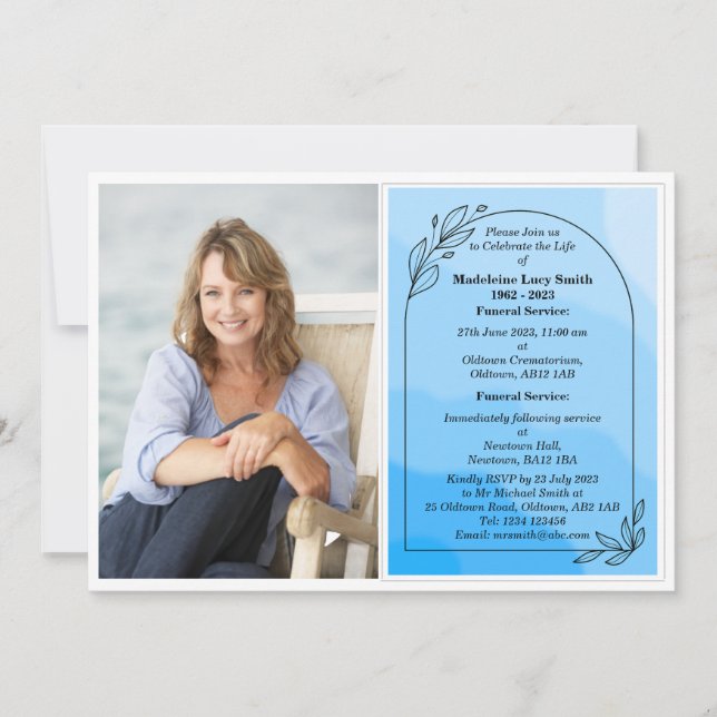 Invitation funéraire photo personnalisée (Devant)