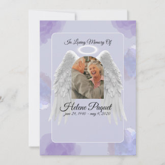 Invitation Funeral Memorial Design Template – Angel Wings 
