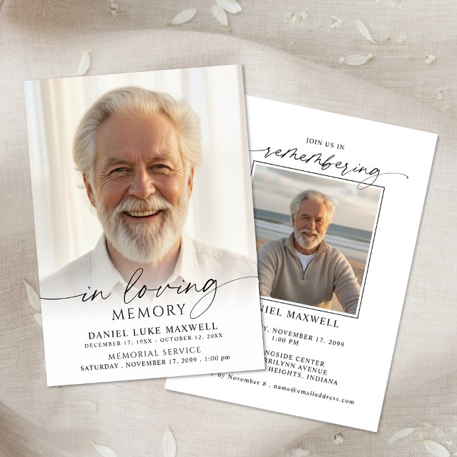 Invitation Funeral Memorial Photo In Loving Memory (Créateur téléchargé)