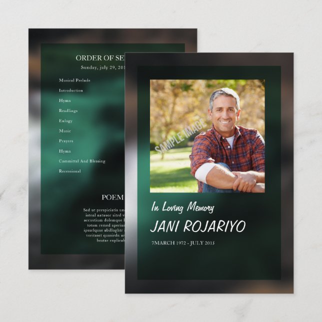 Invitation Funeral Order of Service Card Template (Devant / Derrière)