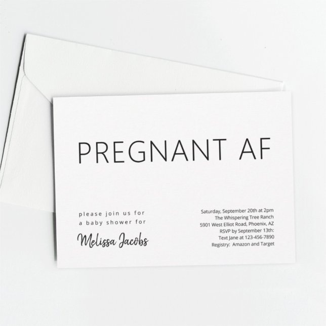 Invitation Funky Baby shower Pregnant AF (Créateur téléchargé)