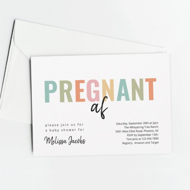 Invitation Funky Baby shower Pregnant AF (Créateur téléchargé)