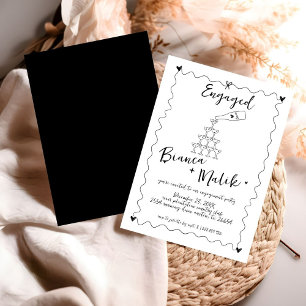 Invitation Funky Black manuscrit Fiançailles tour Champagne