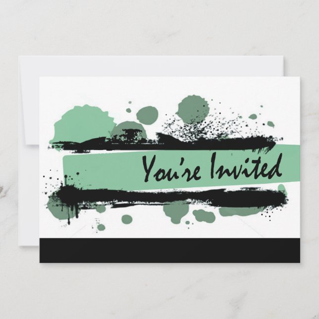 Invitation Funky Bold Grunge Splatter Anniversaire Party (aqu (Devant)