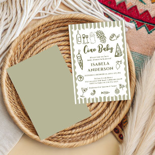 Invitation Funky Ciao Baby Dessin Main Baby Shower Italien