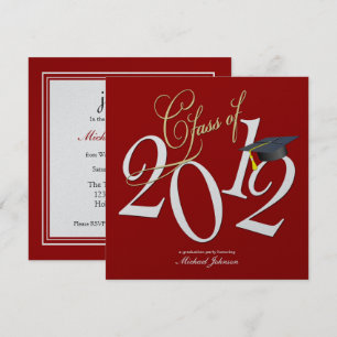 Invitation Funky Class of 2012 (Rouge / Argent métallique)