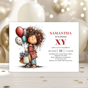 Invitation funky d'anniversaire pour une fille ori