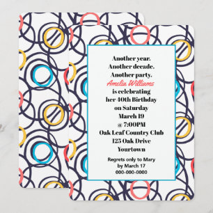 Invitation Funky Doodles 40e fête d'anniversaire