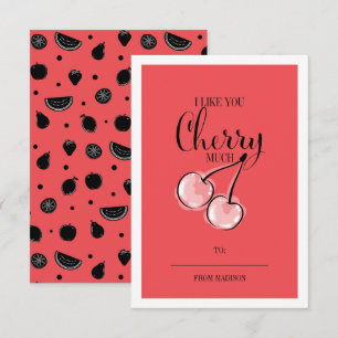 Invitation Funky Fruit Pun Cherry Classroom Valentine Card