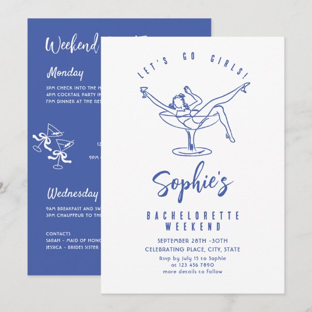 Invitation Funky Hand Drabble Retro Bachelorette Party (Devant / Derrière)