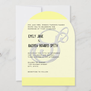 Invitation Funky Monogramme élégant gris jaune argent métal