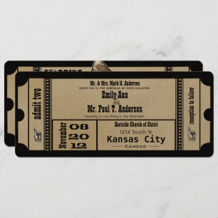 Invitation Funky Playbill Wedding Silver Metallic Invite