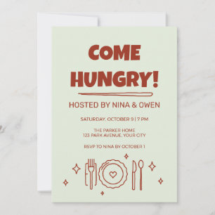 Invitation funky rétro pour un dîner de fête : VEN