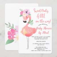 Funky rose flamingo baby shower par mail