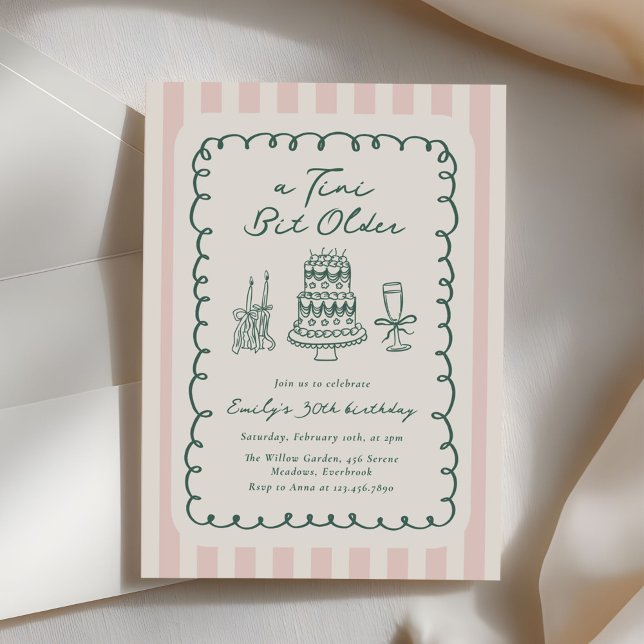 Invitation Funky Tini Bit Older Hand Drawn 30th Birthday (Créateur téléchargé)