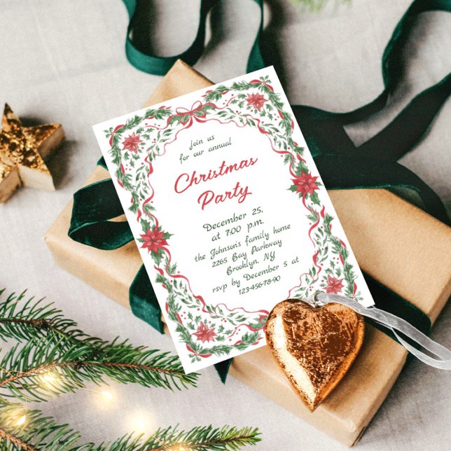 Invitation Funky Whimsical Christmas Red Bow Holiday Party (Créateur téléchargé)