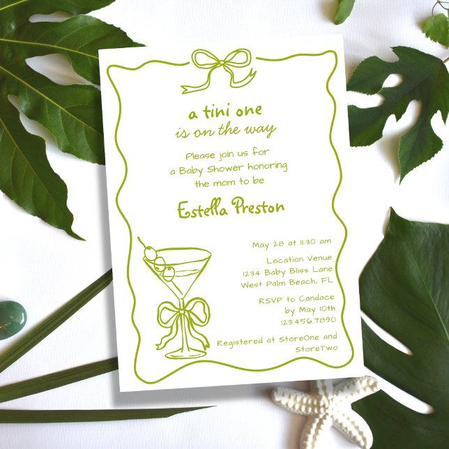 Invitation Funky Whimsical Green Dirty Baby shower Martini (Créateur téléchargé)
