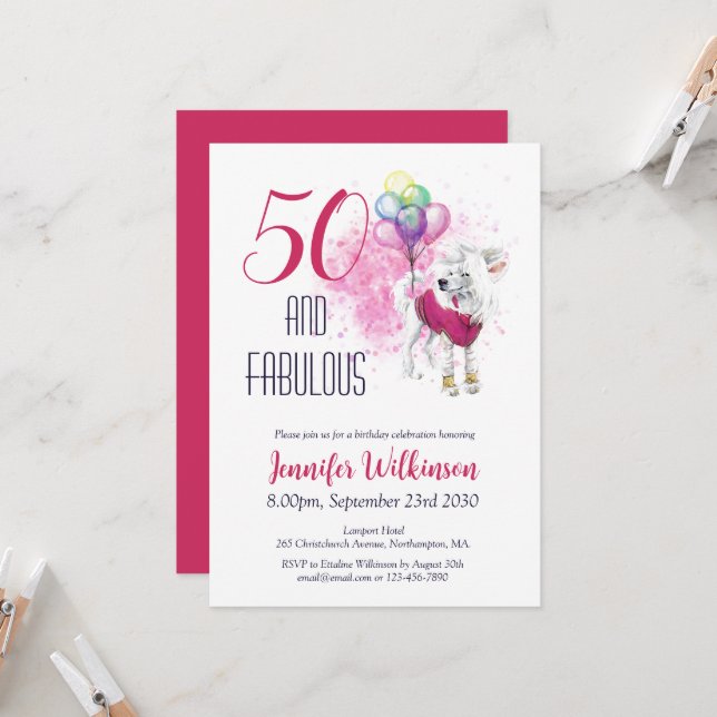 Invitation Funny 50 et Fabulous Pink (Devant/Arrière en situation)