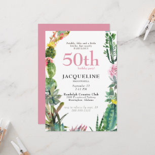 Invitation Funny 50e Cactus Prickly, Bitchy & Fabuleux