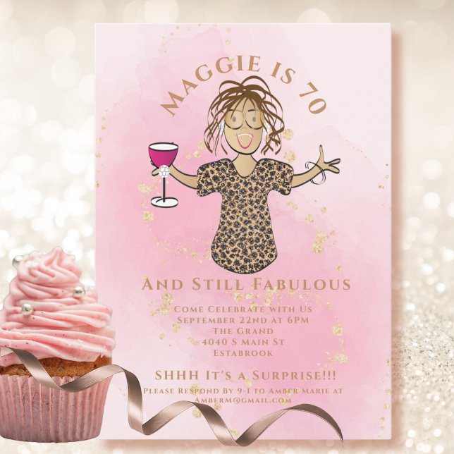 Invitation Funny 70th Blush Gold 70 et Fabulous Birthday (Créateur téléchargé)
