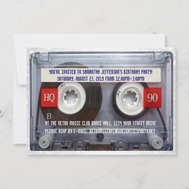 Invitation Funny 80s Cassette Mixtape Party (Devant)