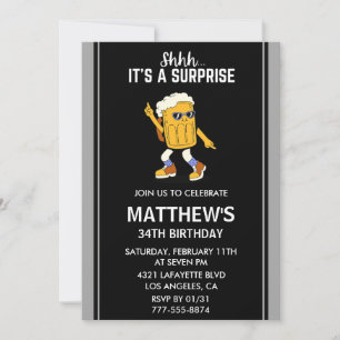 Invitation Funny Beer Surprise Party 34e anniversaire