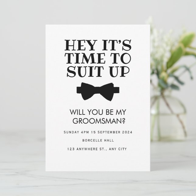 Invitation Funny Best Man Proposition de carte, Groomsman pro (Debout devant)