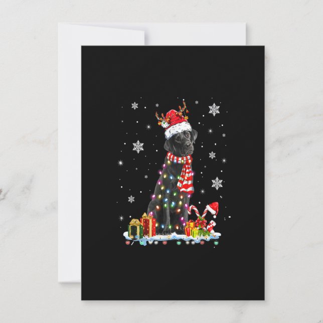 Invitation Funny Black Lab Chien Noël Tee Reindeer Christe (Devant)