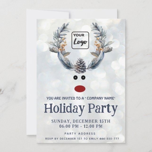 Invitation Funny boho rendeer logo de fête entreprise (Devant)